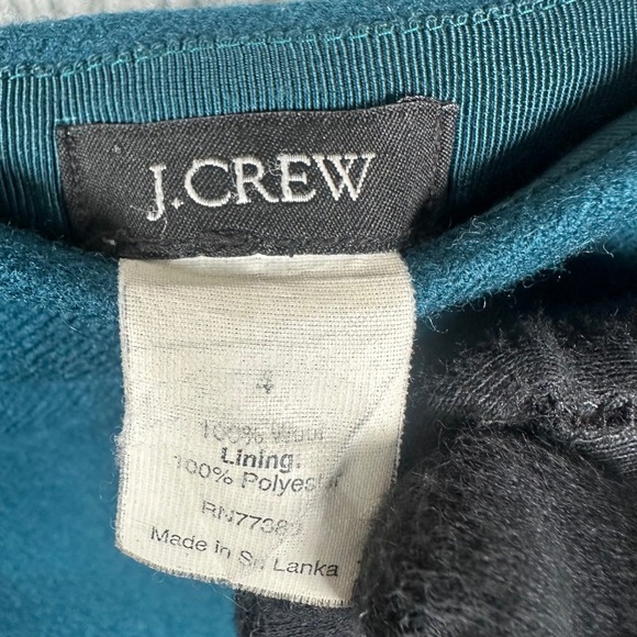 J.Crew 100% Wool Pencil Skirt Teal Size 4 Lined Career Office Classic Minimalist - Picture 4 of 6